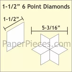 1-1-2-6-point-diamonds-small-pack-75-pieces-paper-pieces 1 1/2" 6 Point Diamonds Small Pack (75 pieces) | Paper Pieces