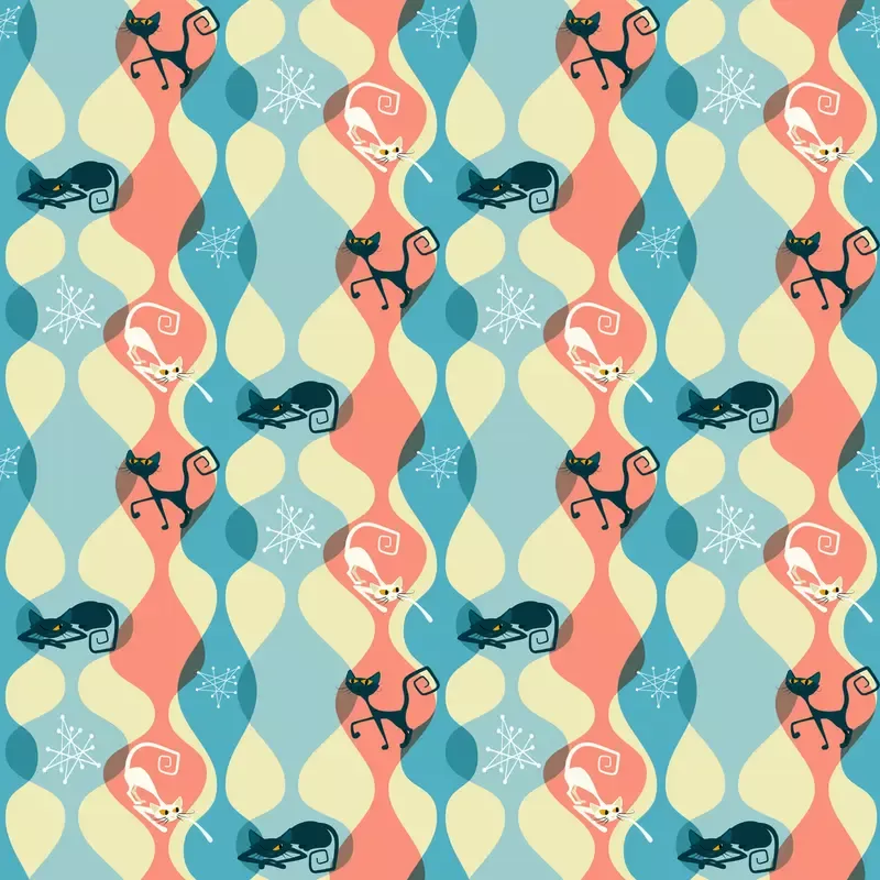 1950s-atomic-cats-pattern-4-fabric 1950s Atomic Cats Pattern #4 Fabric