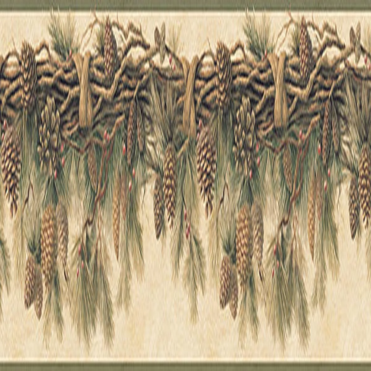 3118-01391b-pinecone-forest-multicolor-pine-border 3118-01391B Pinecone Forest Multicolor Pine Border