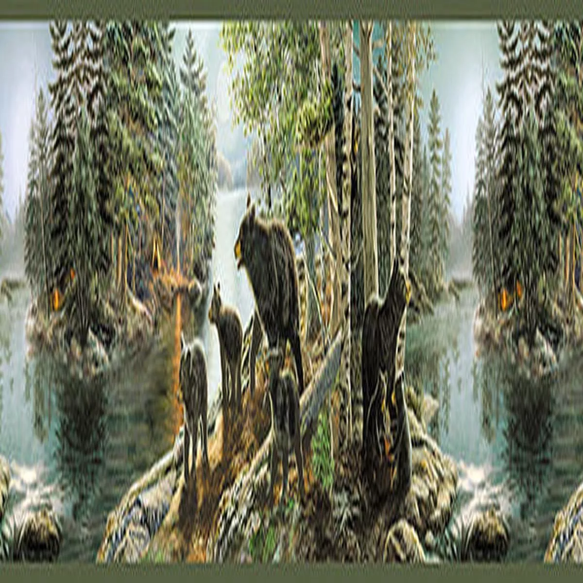 3118-01531b-bear-necessities-multicolor-mountain-lake-border 3118-01531B Bear Necessities Multicolor Mountain Lake Border