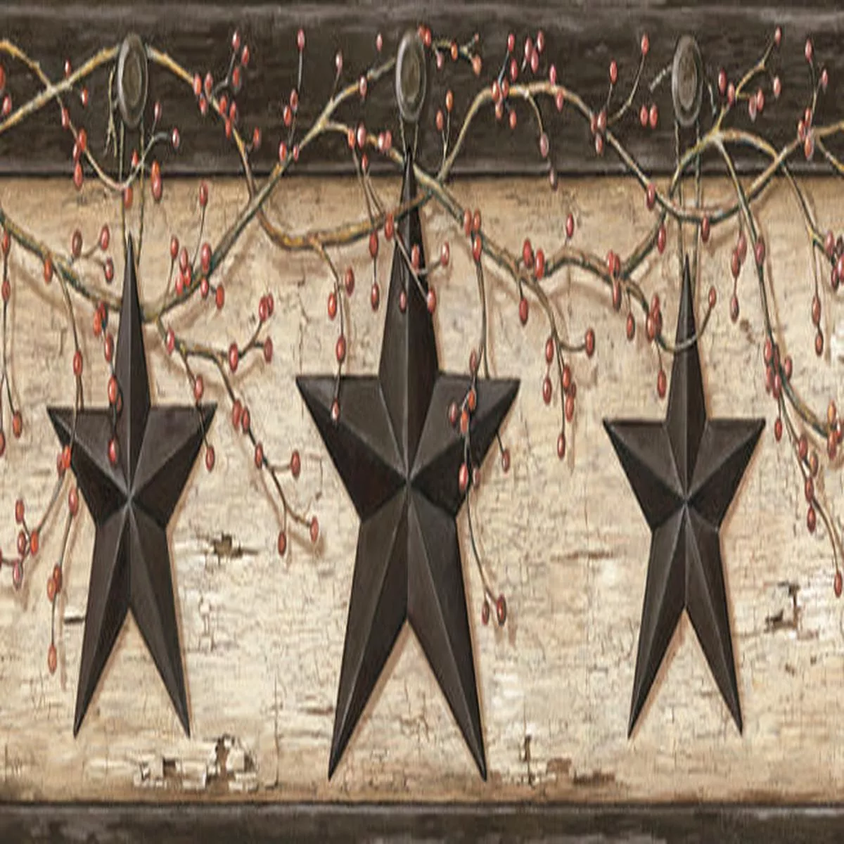 3123-44602-ennis-charcoal-rustic-barn-star-border 3123-44602 Ennis Charcoal Rustic Barn Star Border
