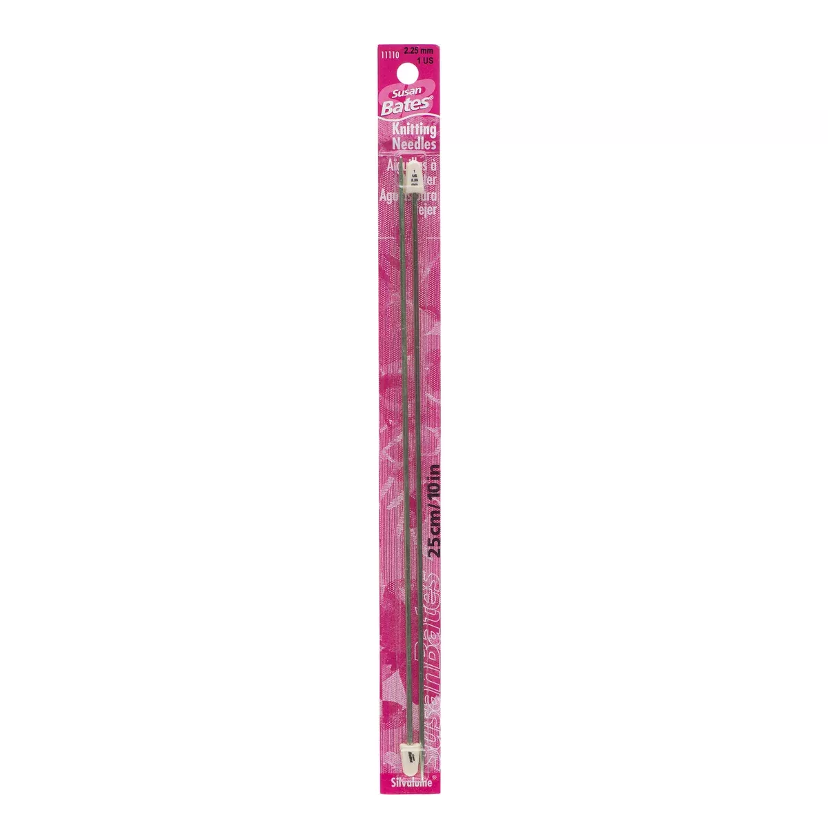 Aluminum Knitting Needles - 10" (25cm) - Silvalume/Susan Bates
