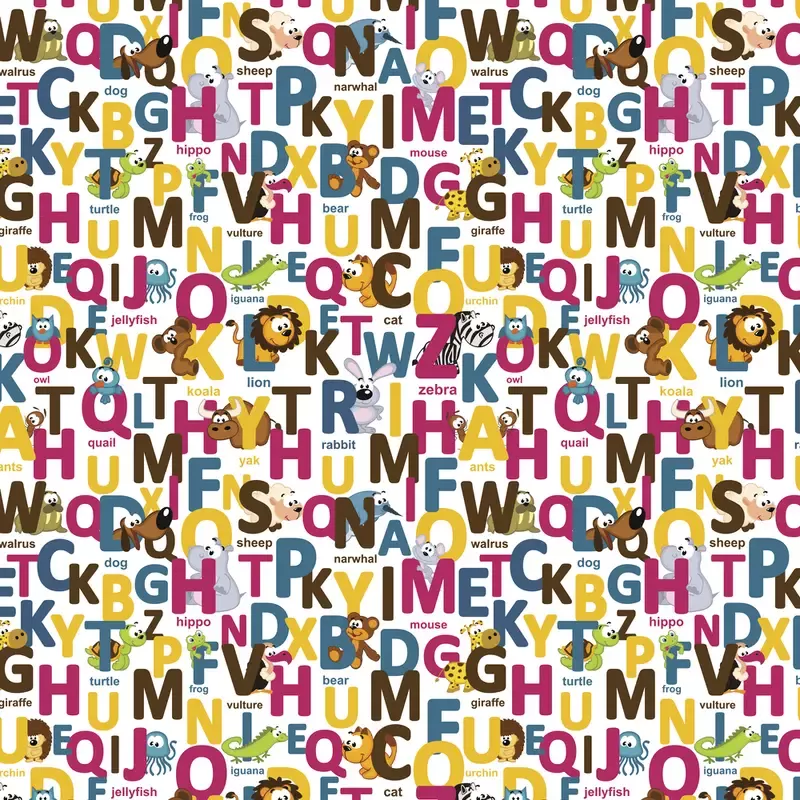 animal-alphabet-fabric-white Animal Alphabet Fabric – White