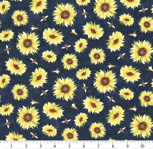 autumn-sun-navy-sunflower-bee-toss Autumn Sun Navy Sunflower & Bee Toss