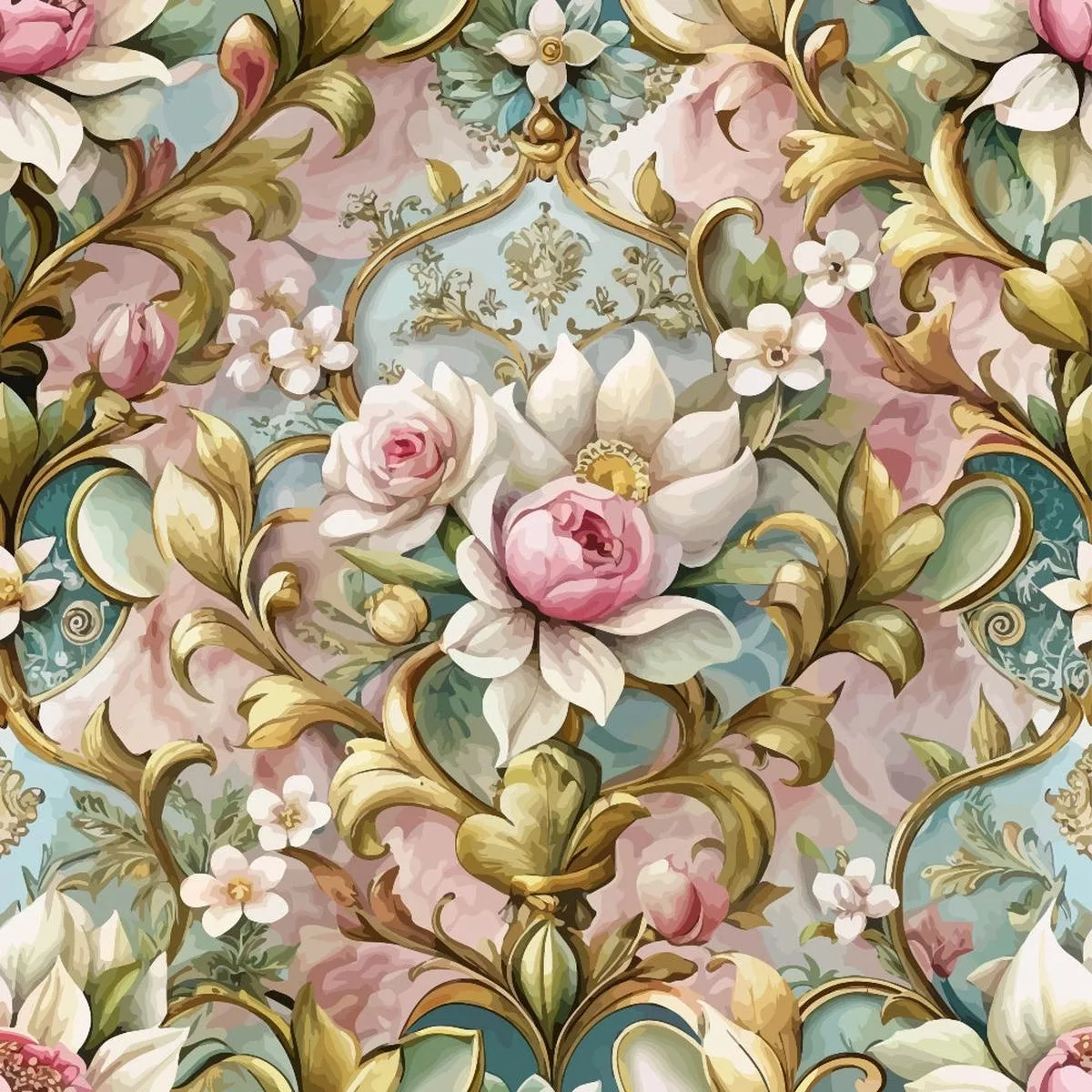 Baroque Florals Pattern 39 Quilting Cotton Fabric