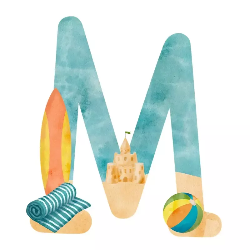 beach-life-letter-m-fabric-panel Beach Life Letter ”M” Fabric Panel