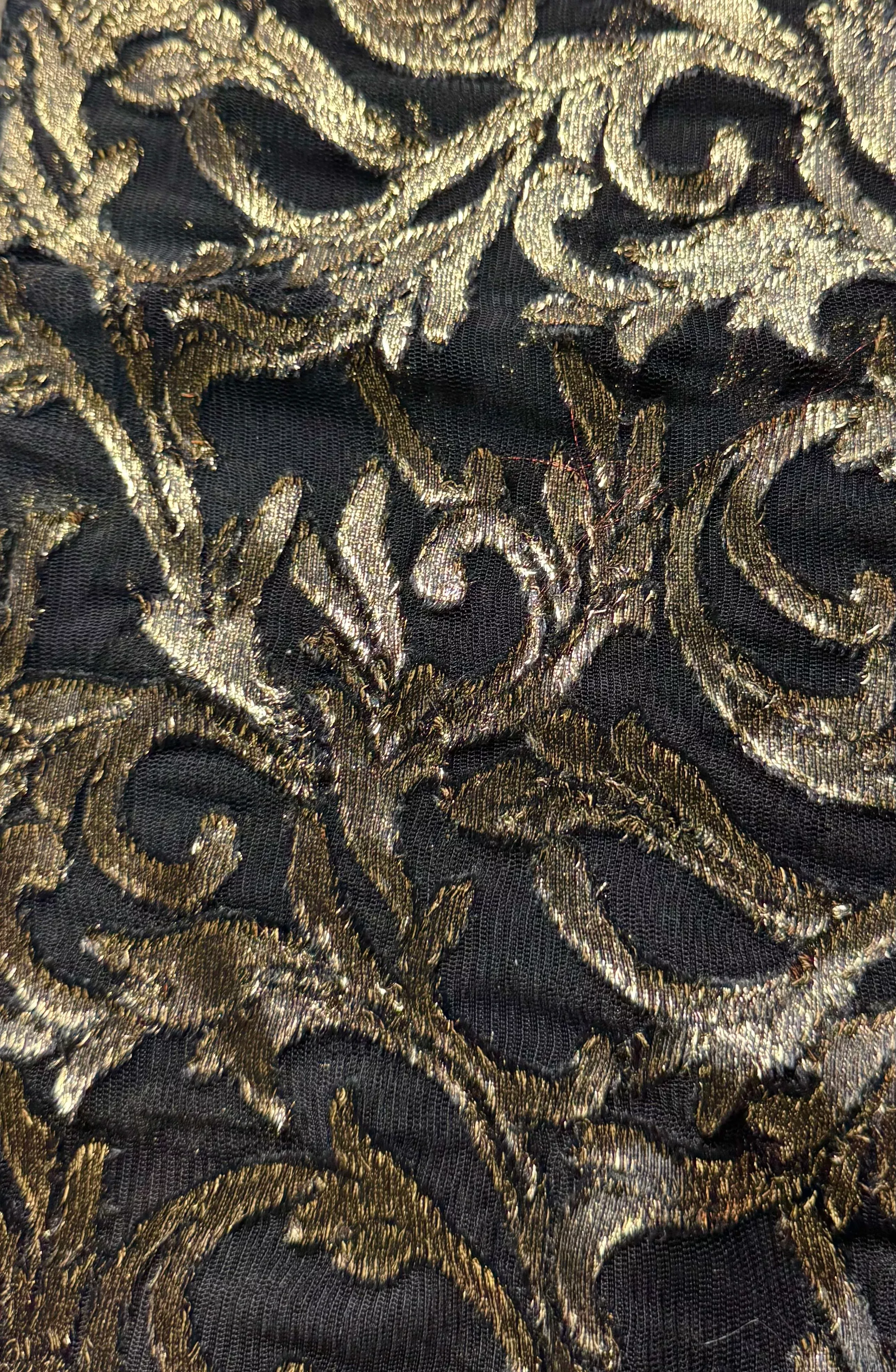 Black and Gold Floral Metallic Brocade | Brocade