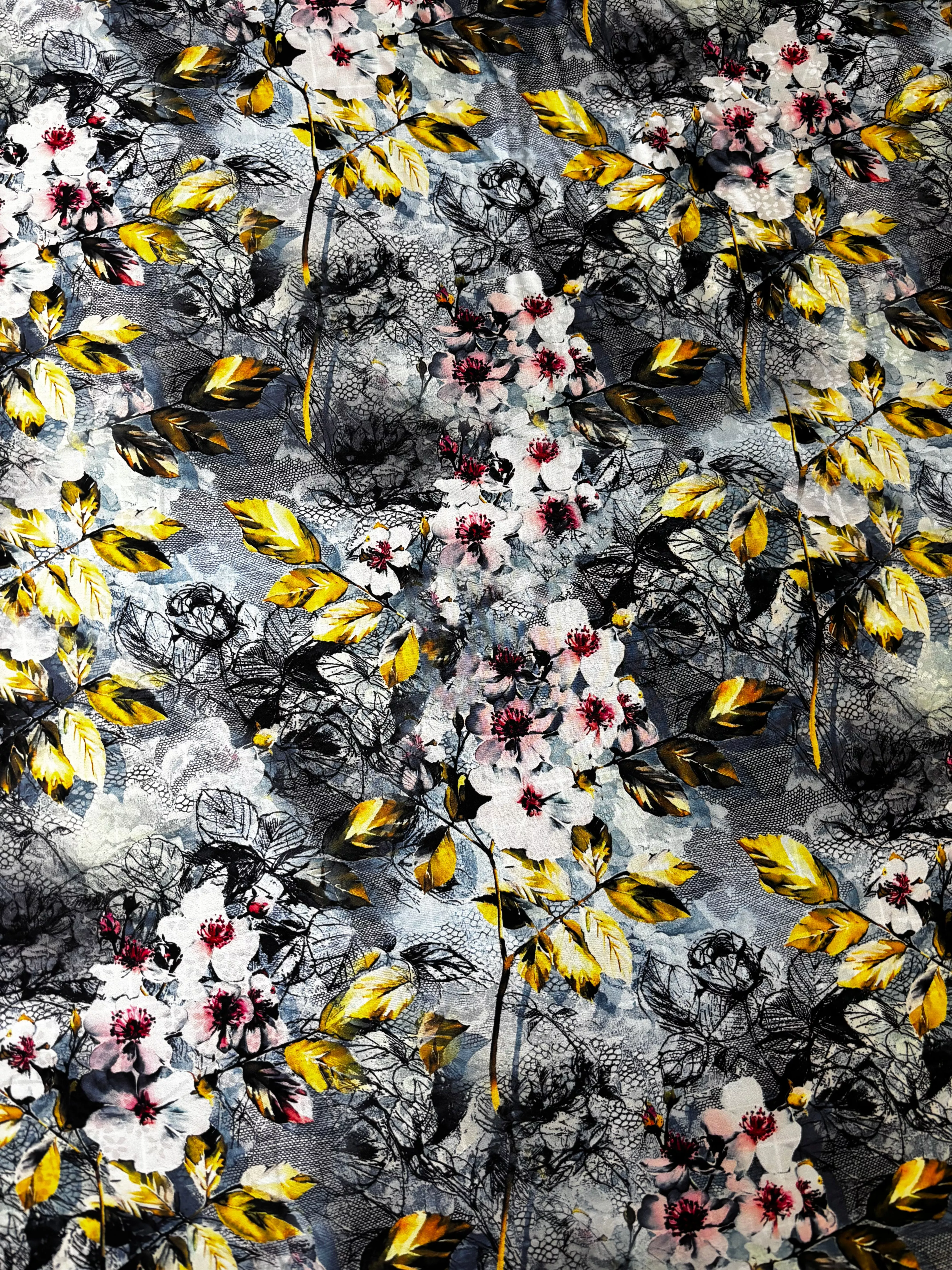 blue-multi-floral-print-viscose-poly-blend Blue Multi Floral Print | Viscose Poly Blend