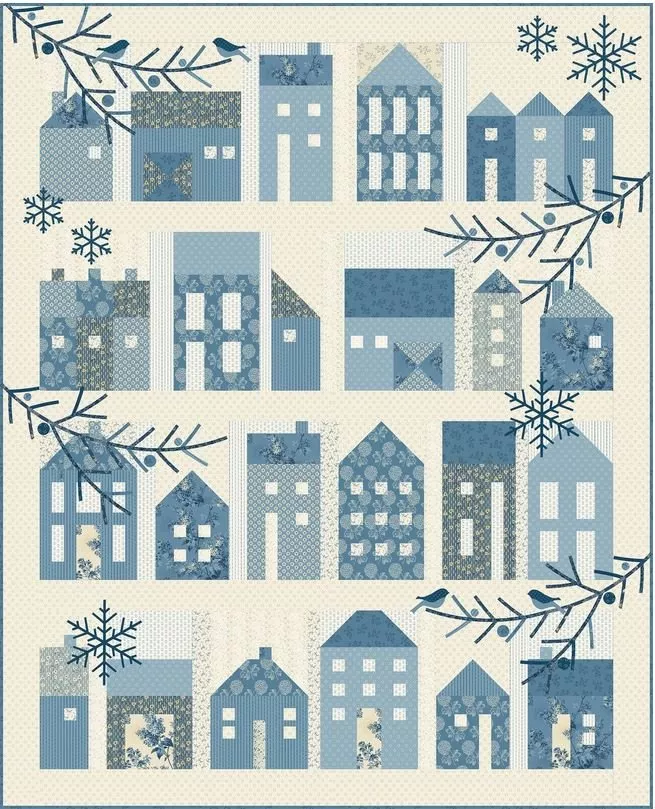 blue-skywinter-village-quilt-pattern Blue SkyWinter Village Quilt Pattern
