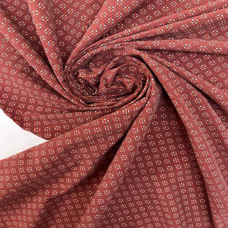 Brown Orange Printed Polyamid Fabric