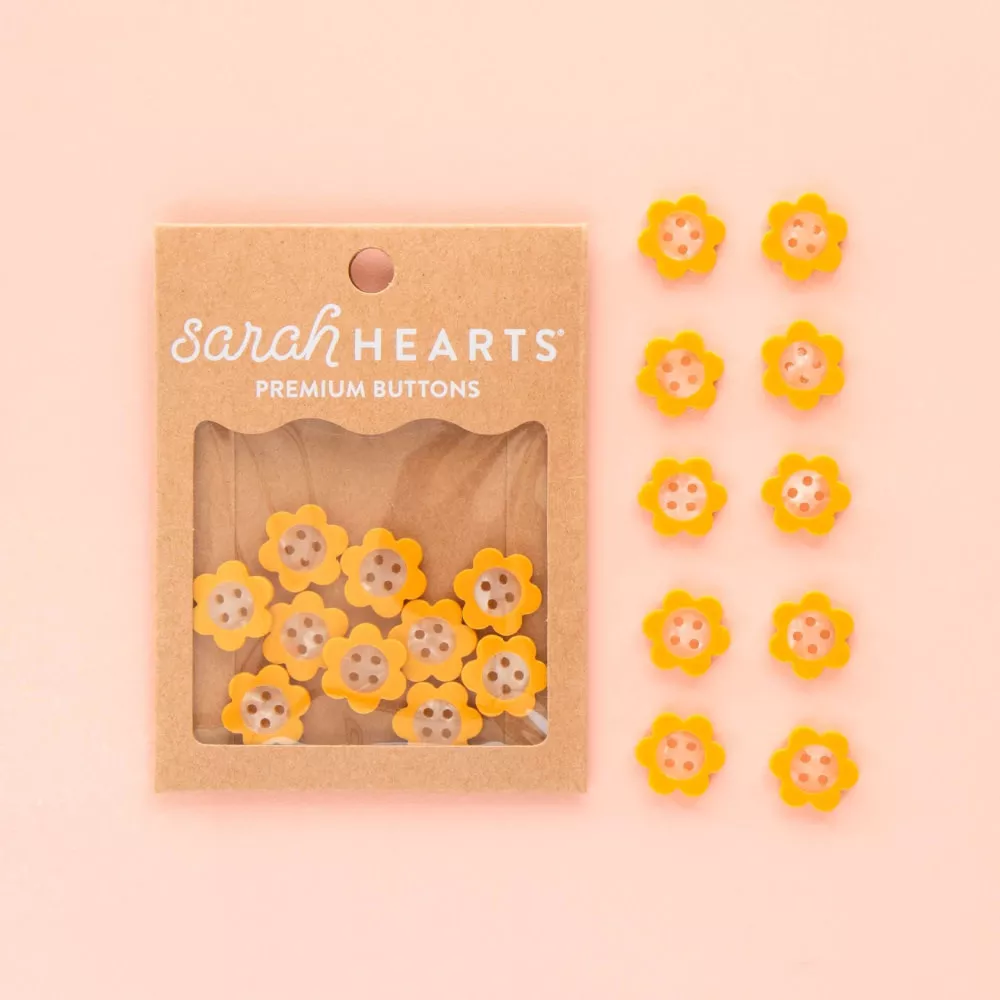Buttons, Yellow Daisy, Small 5/8"