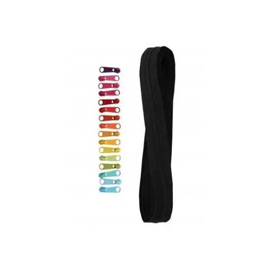 by-annie-zipper-by-yard-black-with-multi-pulls by annie Zipper by the Yard Black with Multi Pulls