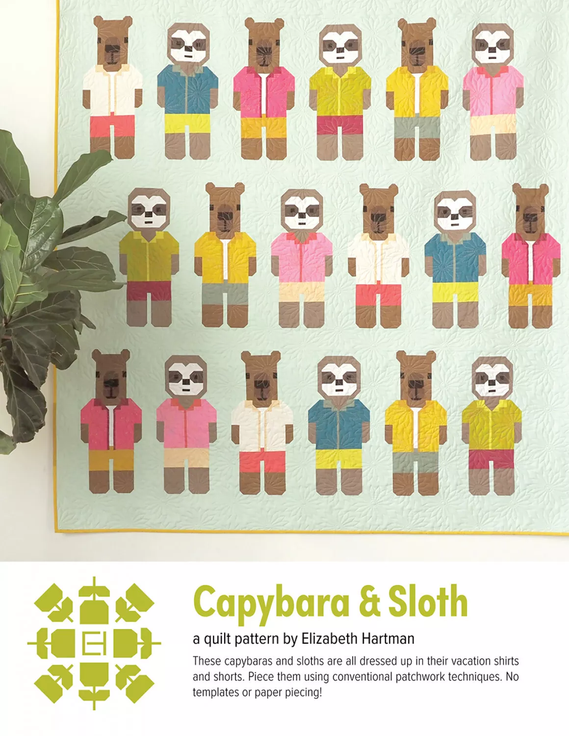 capybara-sloth-quilt-pattern-elizabeth-hartman-eh079 Capybara & Sloth Quilt Pattern | Elizabeth Hartman | EH079