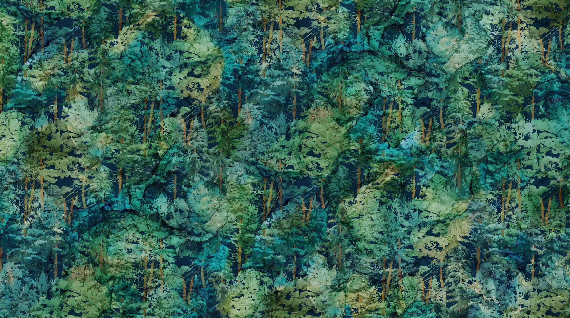 Cedarcrest Falls - Dark Trees Dark Teal Multi
