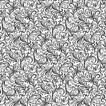 Chalk Scroll Black/White by Benartex- 16429B-12