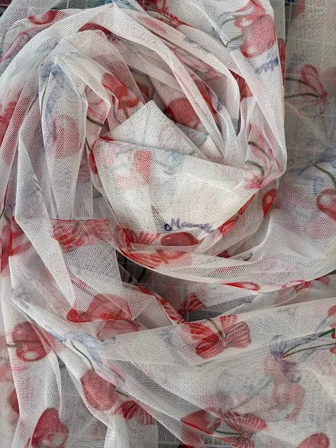 Cherry Print Mesh | Made in Italy