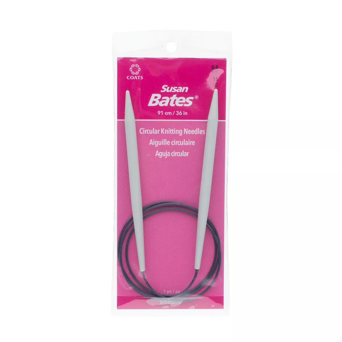 Circular Knitting Needles - 36" (90cm) - Silvalume/Susan Bates
