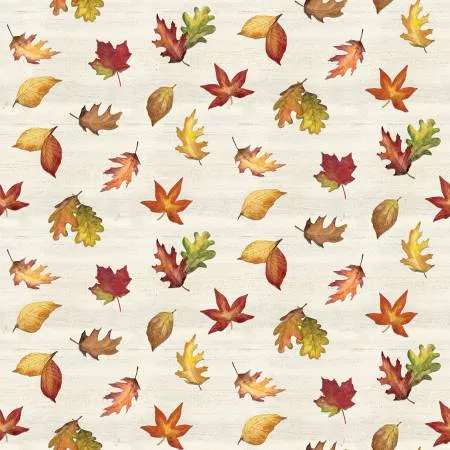 Covered Bridges in Fall Leaf Toss Cream