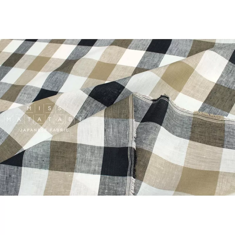 DEADSTOCK 100% Linen Check Plaid – 49