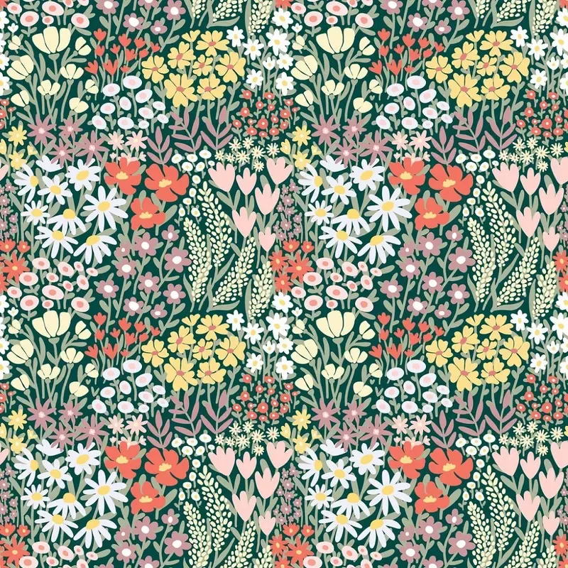 ditsy-meadow-wildflowers-fabric-green Ditsy Meadow Wildflowers Fabric – Green