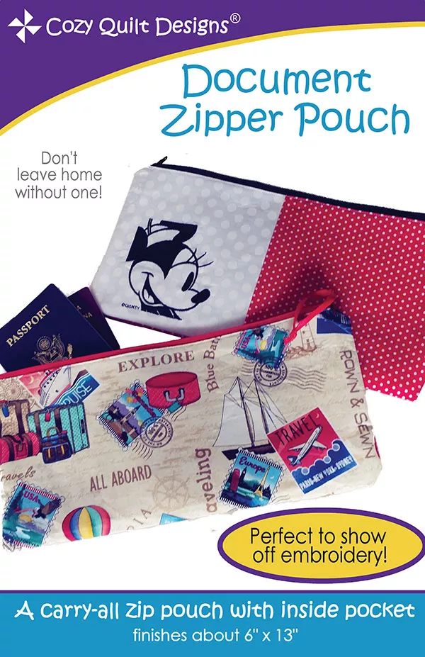 Document Zipper PouchCozy Quilt Designs