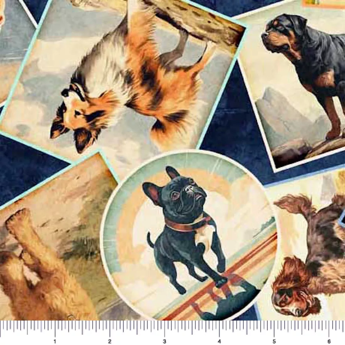 Dog Collage Navy by Dan Morris