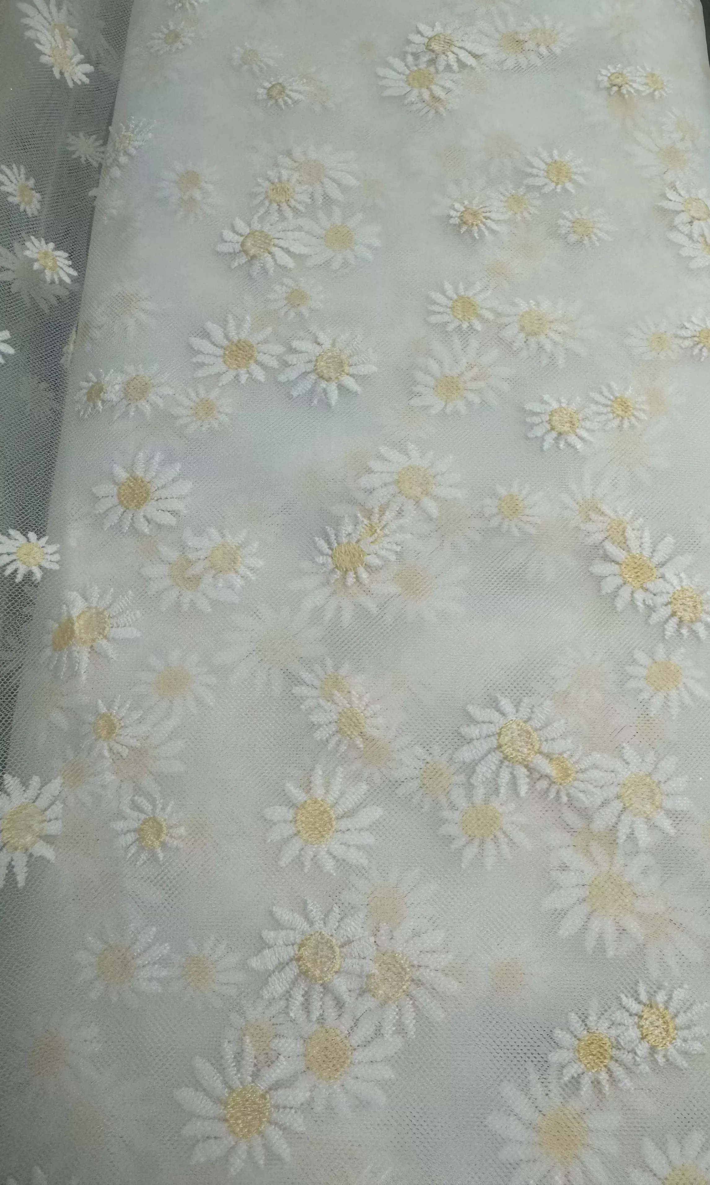 Embroidered Daisies onMesh | Mesh
