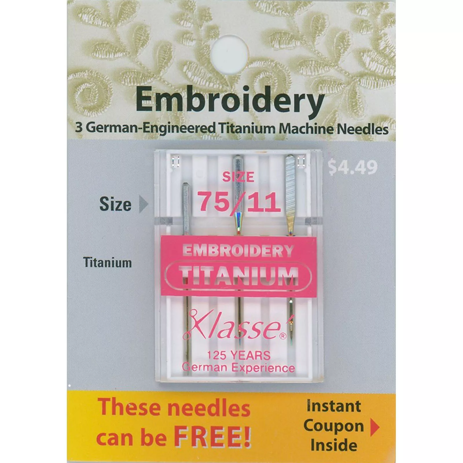 embroidery-needles-size75-11klasse-titanium Embroidery Needles - Size75/11Klasse' - TITANIUM