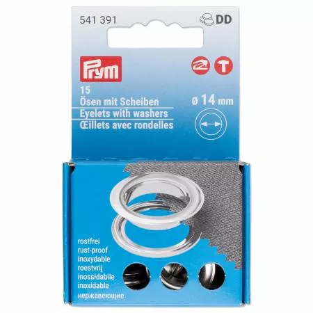 Eyelets With Washers 14mm Silver 15pc