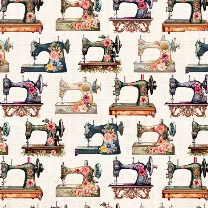 Floral Sewing Machine – Ecru