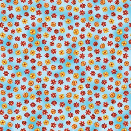 Folk Flowers Sky Blue