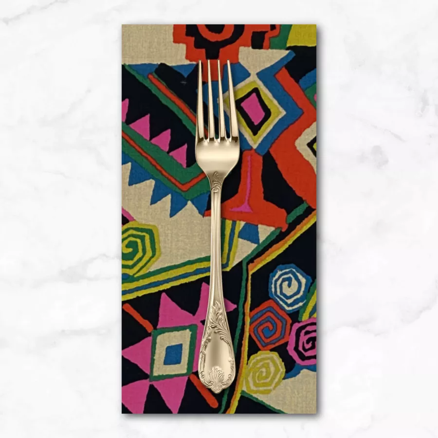 folklorico-azteca-in-black-tea-dinner-napkin Folklorico, Azteca in Black Tea, Dinner Napkin