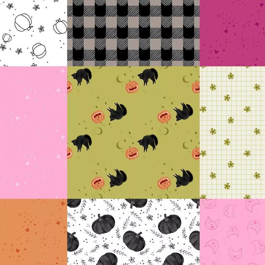ghouls-night-out-patchwork-in-muti-fabric-half-yards Ghouls Night Out, Patchwork in Muti, Fabric Half-Yards