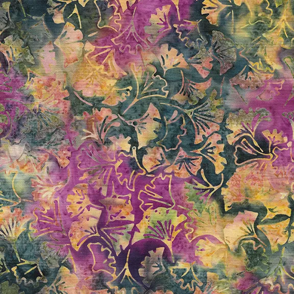 Ginko Leaves Multi Purple Peach Rhapsody