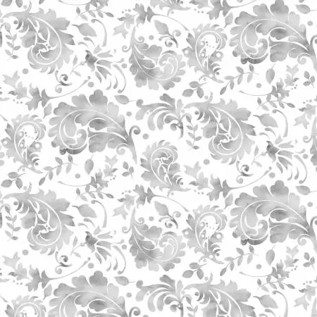 Gray/White Watercolor Paisley