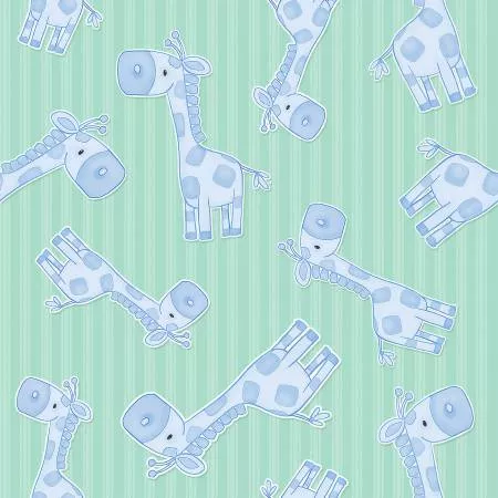 Green Tossed Giraffe on Flannel