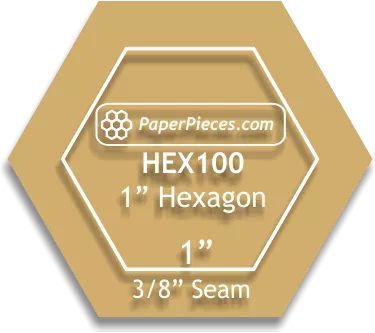 Hexagon Acrylic Fabric Cutting Template 1 Inch