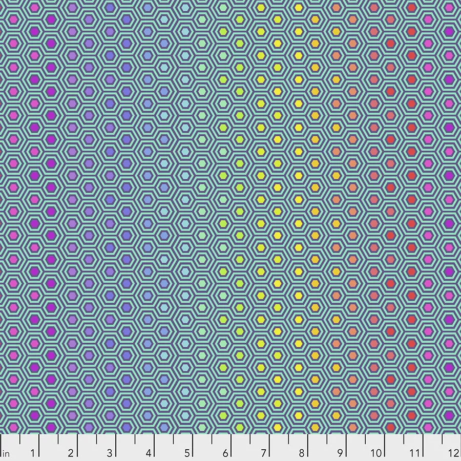 Hexy Rainbow - Tula Pink - Peacock