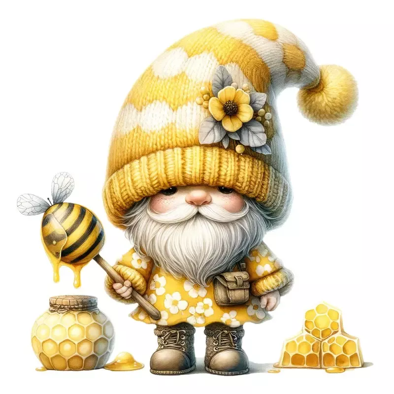 honey-bee-gnome-7-fabric-panel Honey Bee Gnome #7 Fabric Panel