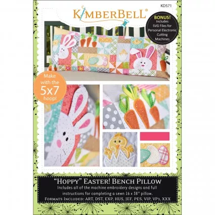 Hoppy Easter Bench Pillow Machine Embroidery