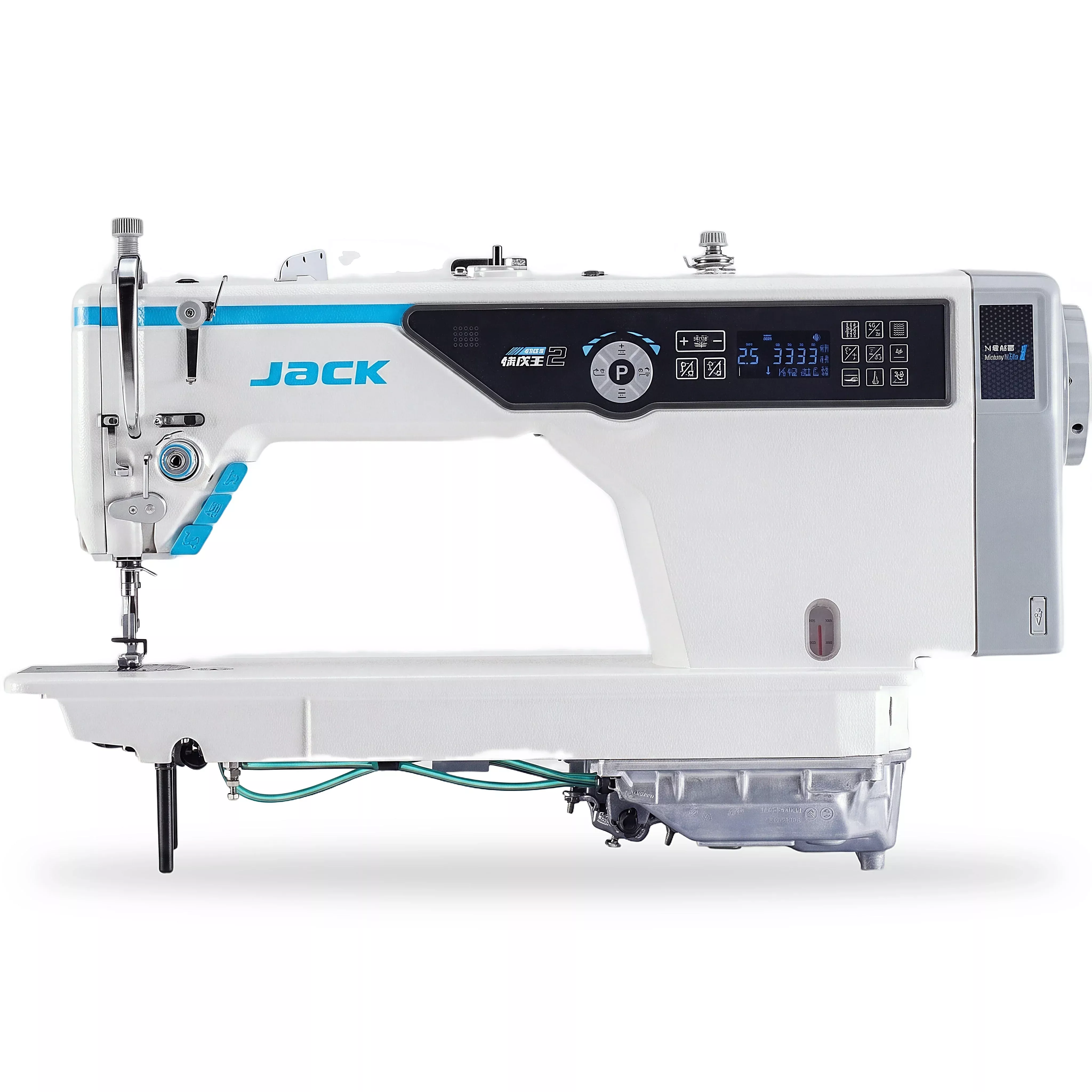 jack-a5e-b-h-7-single-needle-computerized-direct-drive-lockstitch-industrial-sew JACK A5E-B-H-7 Single Needle Computerized Direct Drive Lockstitch Industrial Sewing Machine for Extra-Thick & Heavy Material with A.M.H AI Fabric Recognition & Auto Thread Trimmer - Complete Setup, Table & Stand Included