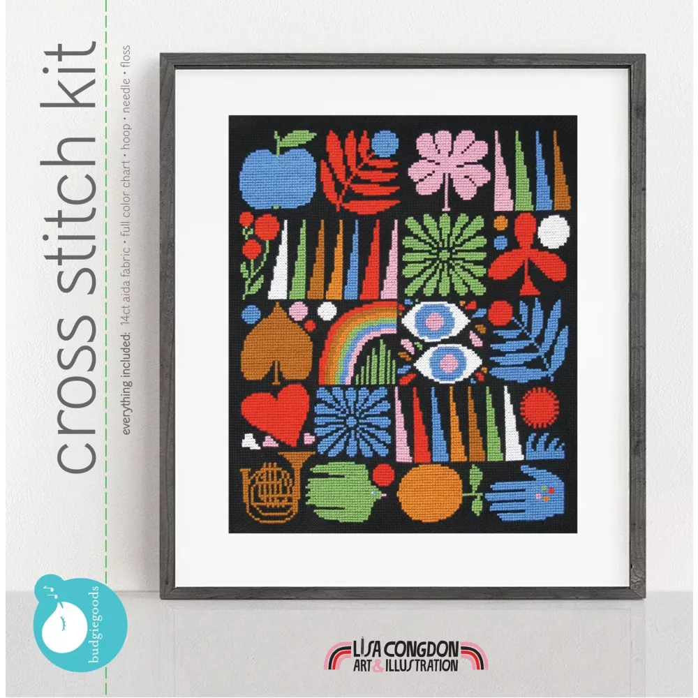joyful-grid-cross-stitch-kit-by-budgiegoods Joyful Grid Cross Stitch Kit by budgiegoods