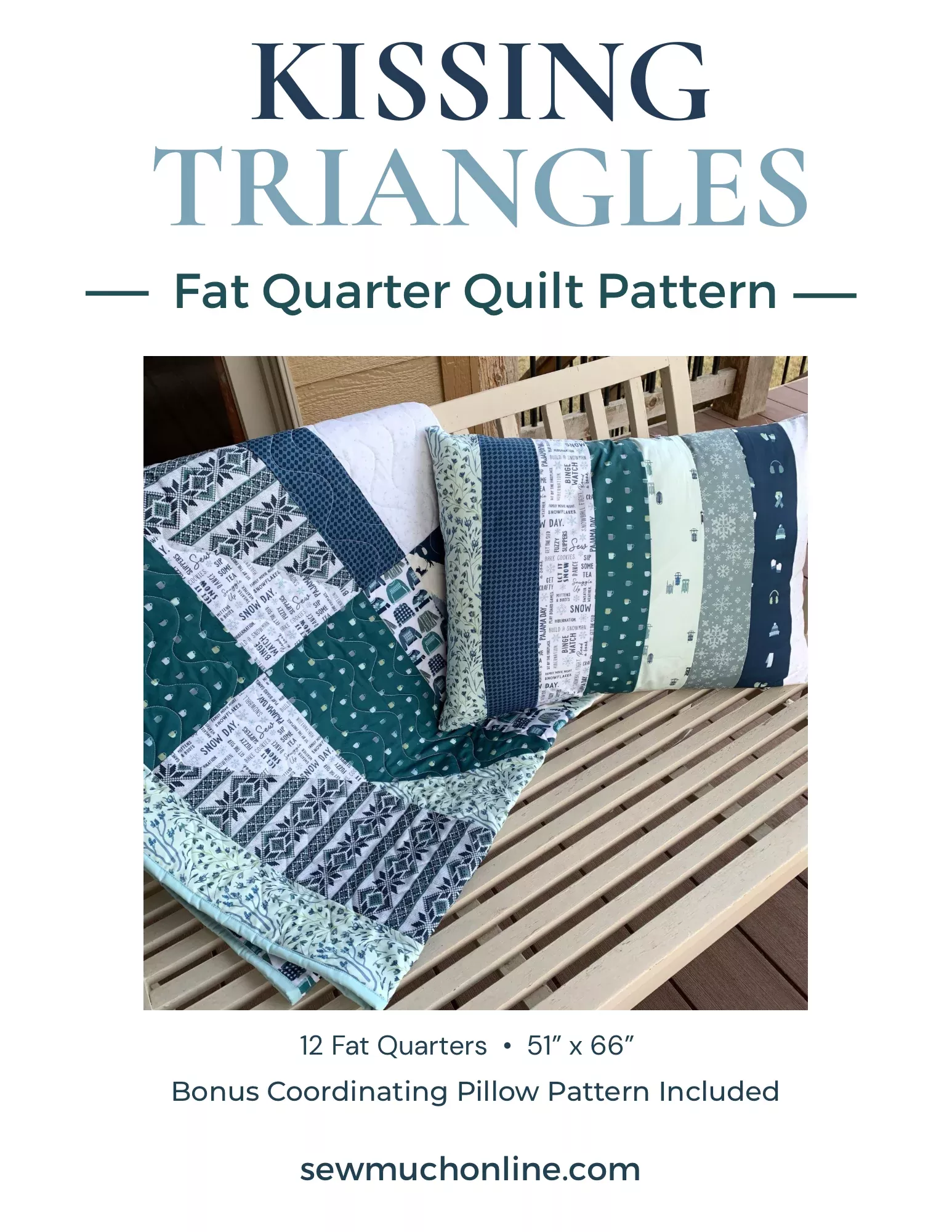 kissing-triangles-fat-quarter-quilt-pattern Kissing Triangles Fat Quarter Quilt Pattern