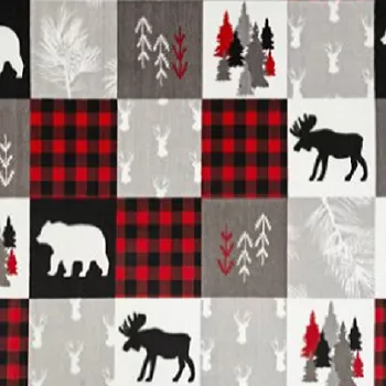 Kozy Cuddle Print Cabin Quilt Denim/Scarlet