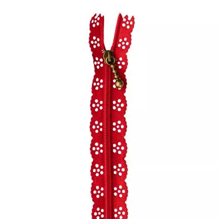 Lace Zipper 14in Ruby