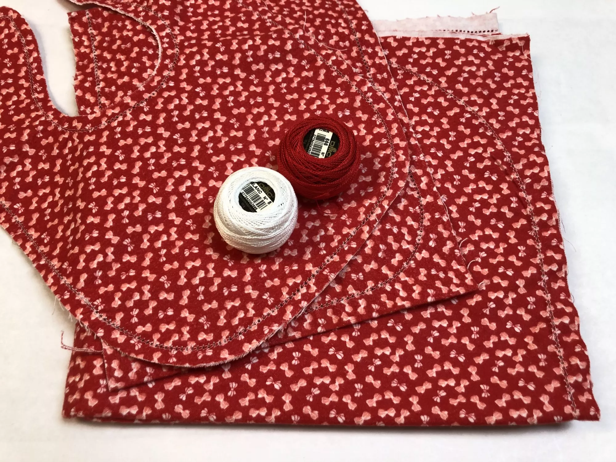 little-ruby-bows-on-red-hemstitched-flannel Little Ruby Bows on Red Hemstitched Flannel