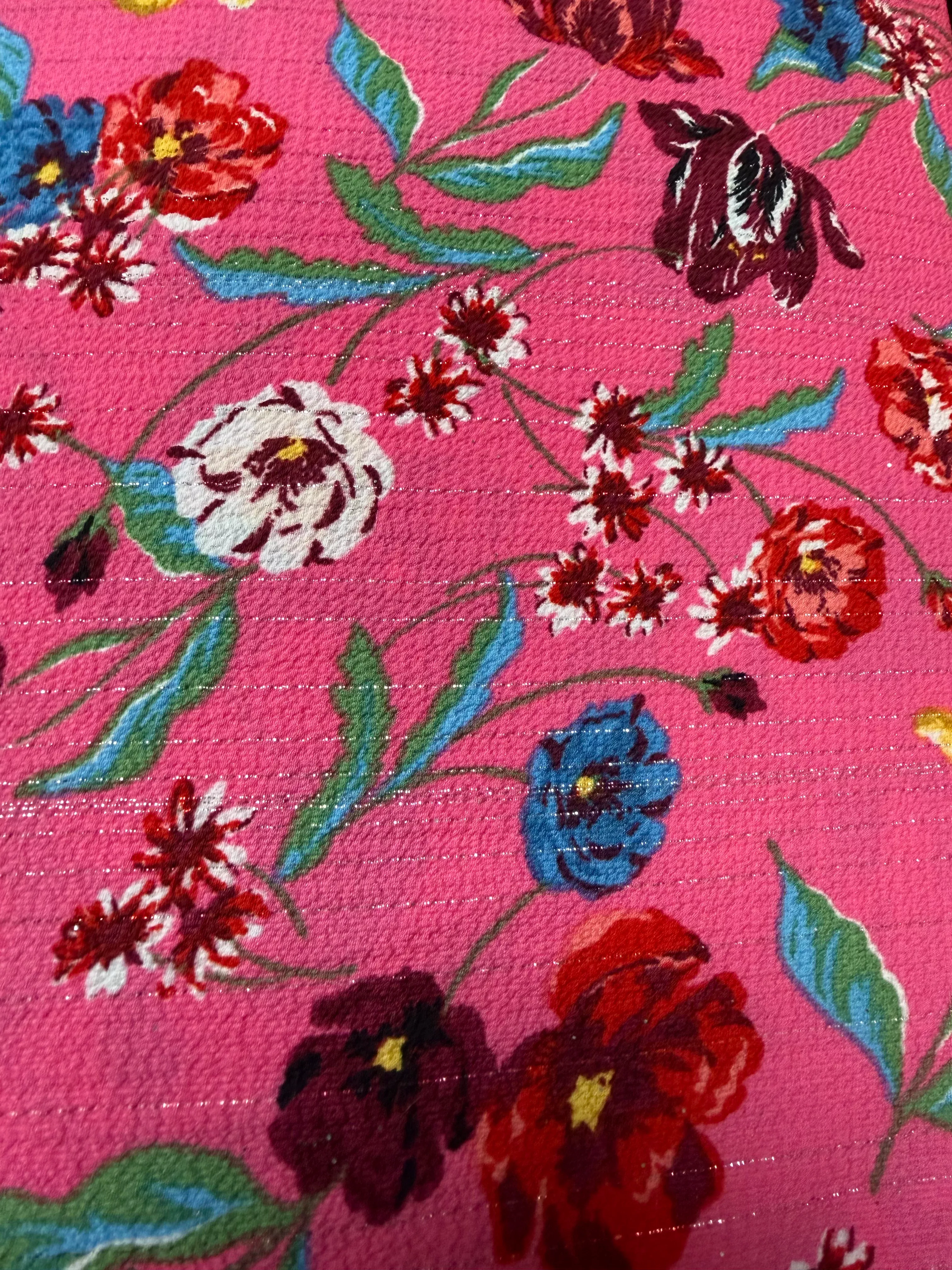 lurex-crepe-in-raspberry-floral-crepe Lurex Crepe in Raspberry Floral | Crepe