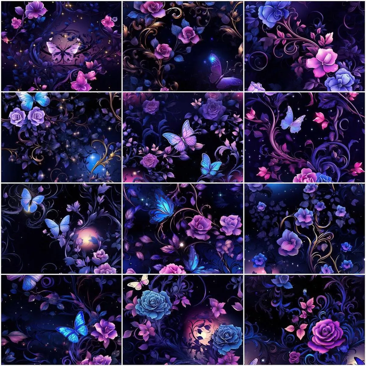 midnight-garden-fat-eighth-bundle-12-pieces Midnight Garden Fat Eighth Bundle – 12 Pieces