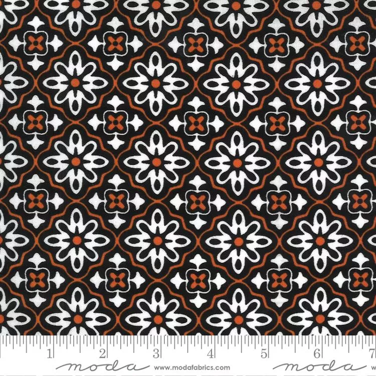 Midnight Magic 2 Flower Tile Black