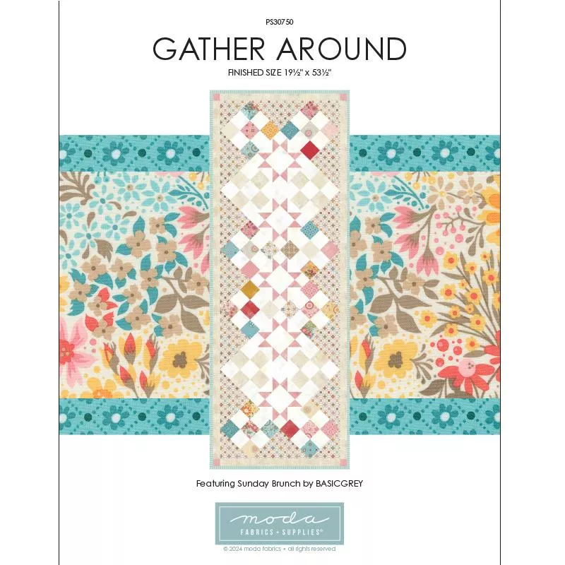 moda-gather-around-table-runner-pattern-featuring-sunday-brunch-by-basic-grey-pr Moda Gather Around Table Runner Pattern featuring Sunday Brunch by Basic Grey Project Sheet - PS30750